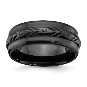Chisel Jewelry Black Zirconium Polished 8mm Band | ZCR103