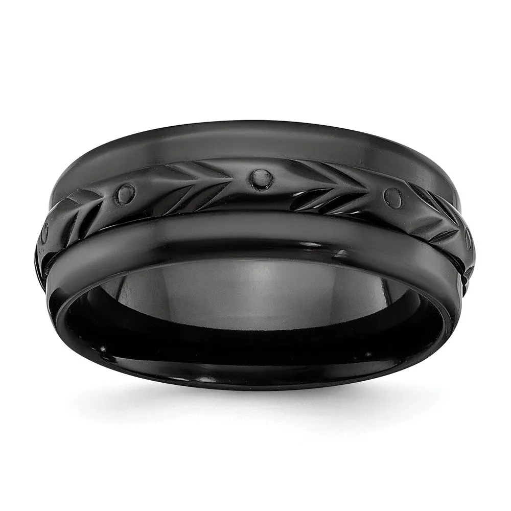 Chisel Jewelry Black Zirconium Polished 8mm Band | ZCR103