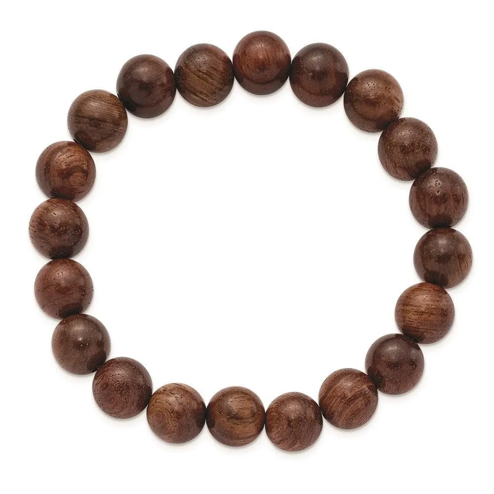 Chisel Jewelry Burma Padauk Wood Beaded Stretch Bracelet