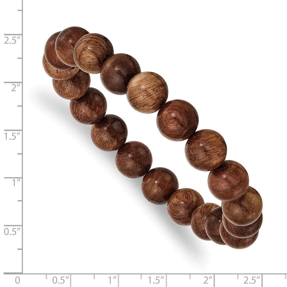 Chisel Jewelry Burma Padauk Wood Beaded Stretch Bracelet