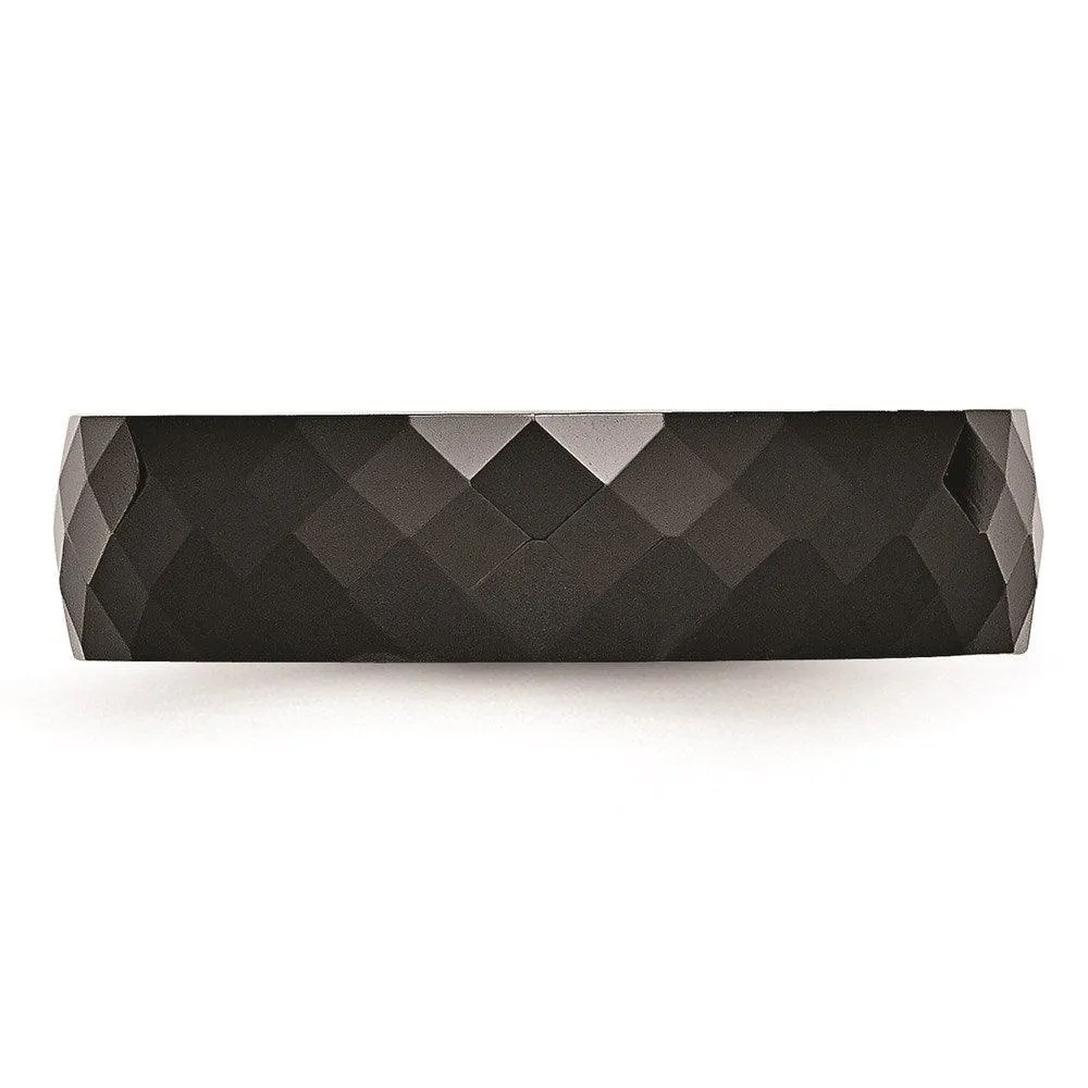 Chisel Jewelry Ceramic Black 6mm Faceted Polished Band