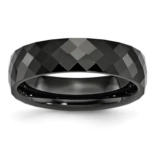 Chisel Jewelry Ceramic Black 6mm Faceted Polished Band