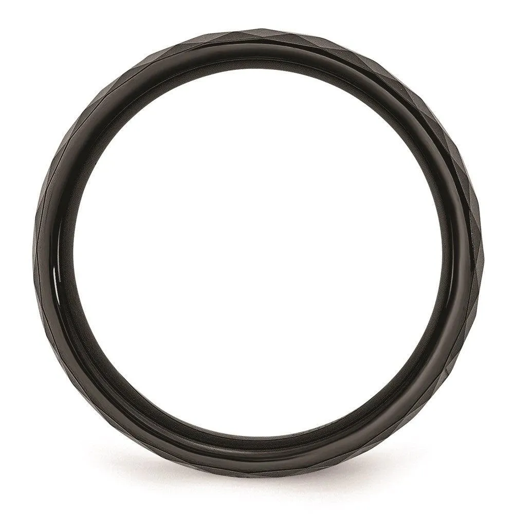 Chisel Jewelry Ceramic Black 6mm Faceted Polished Band