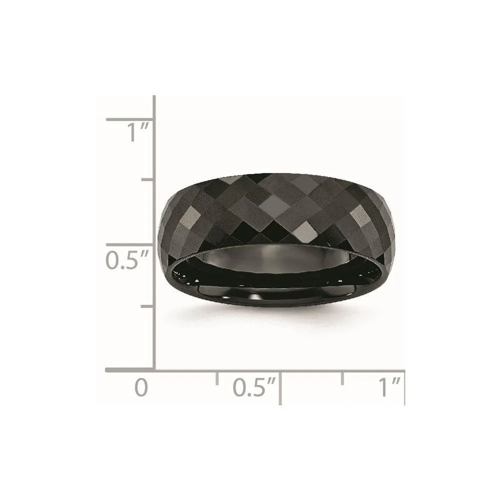 Chisel Jewelry Ceramic Black Faceted 7.5mm Polished Band