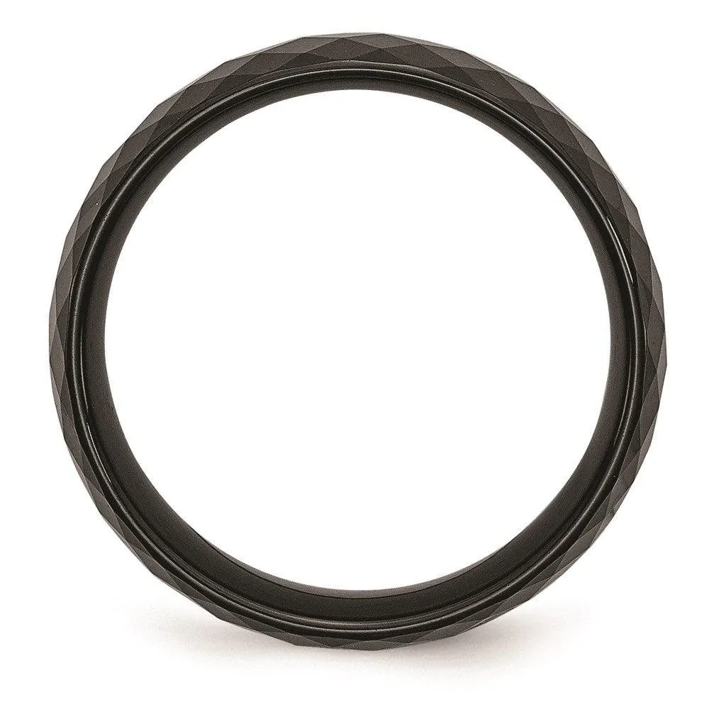 Chisel Jewelry Ceramic Black Faceted 7.5mm Polished Band
