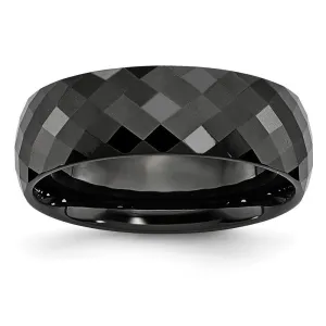 Chisel Jewelry Ceramic Black Faceted 7.5mm Polished Band