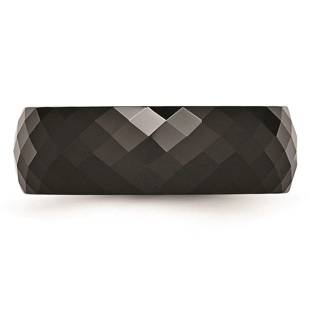 Chisel Jewelry Ceramic Black Faceted 7.5mm Polished Band