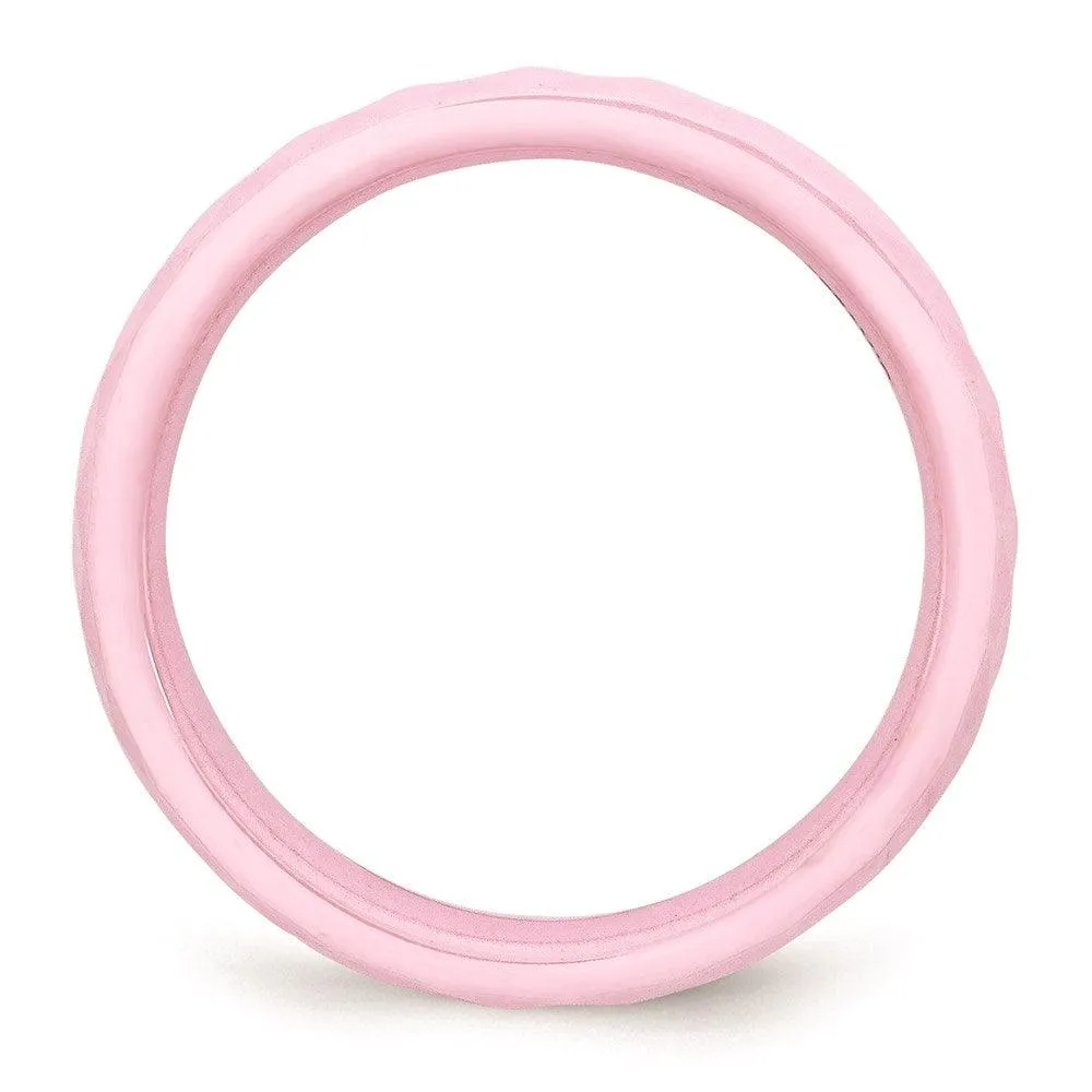 Chisel Jewelry Ceramic Pink 4mm Faceted Polished Band