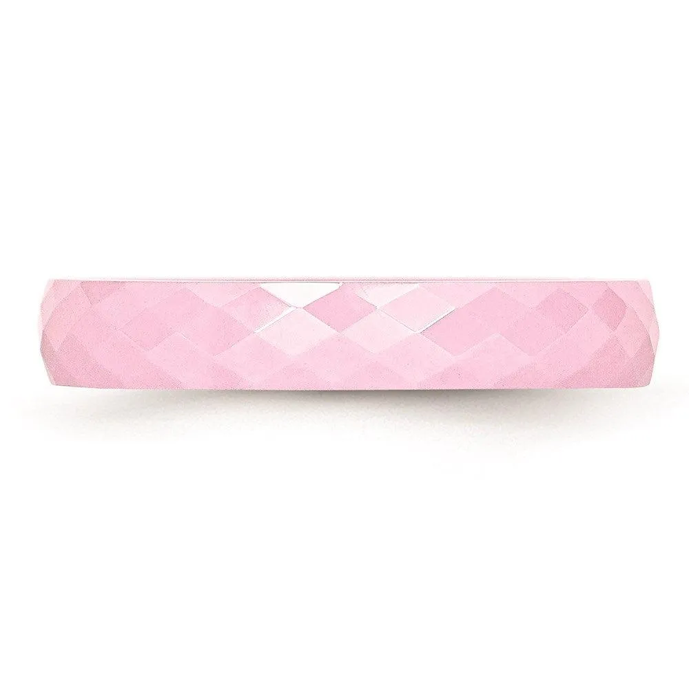 Chisel Jewelry Ceramic Pink 4mm Faceted Polished Band