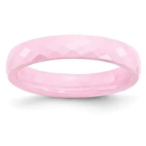 Chisel Jewelry Ceramic Pink 4mm Faceted Polished Band