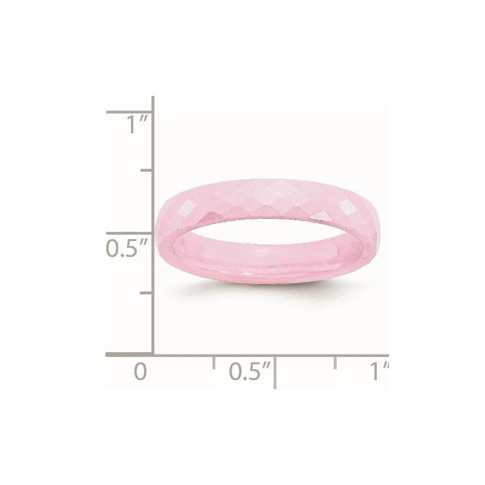 Chisel Jewelry Ceramic Pink 4mm Faceted Polished Band