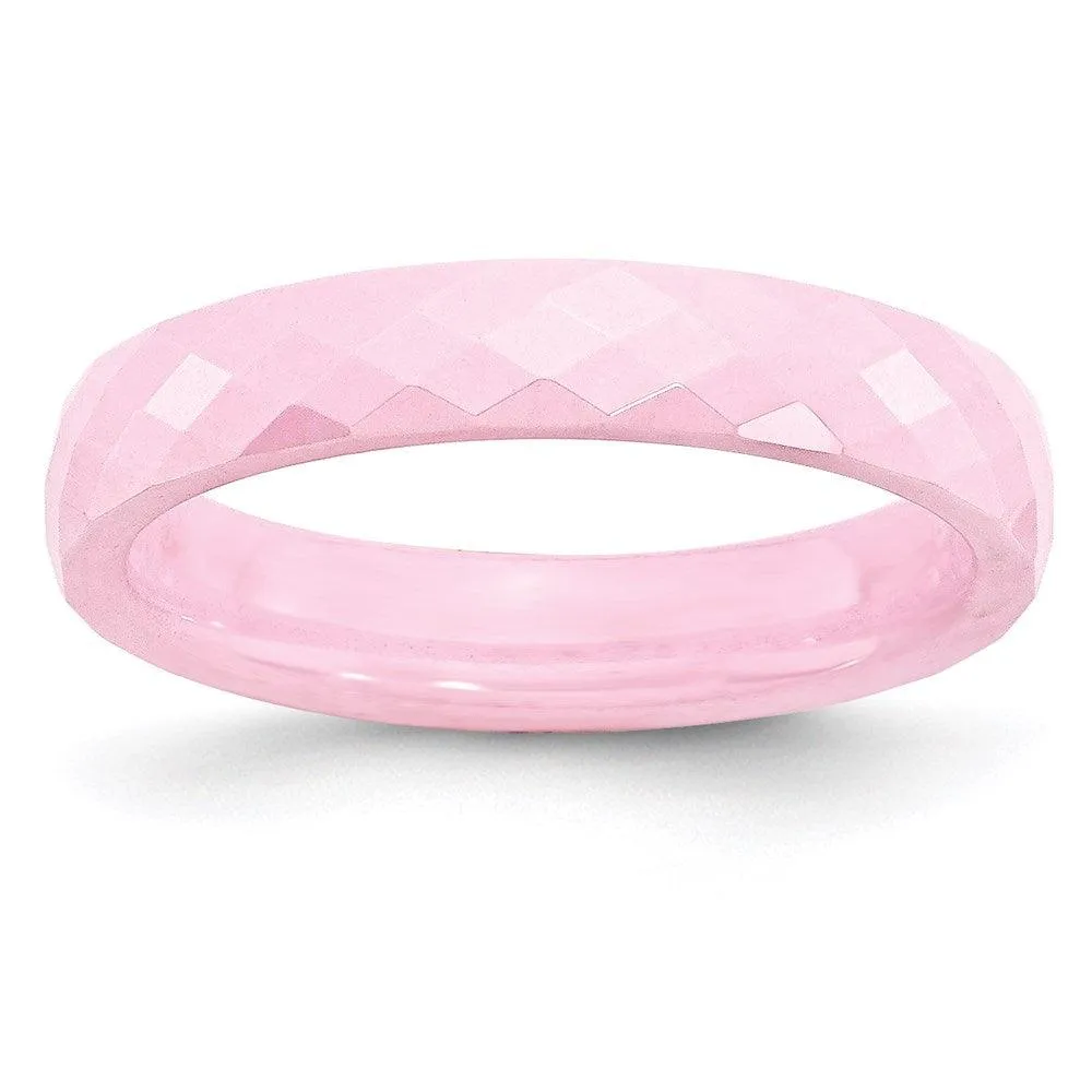 Chisel Jewelry Ceramic Pink 4mm Faceted Polished Band