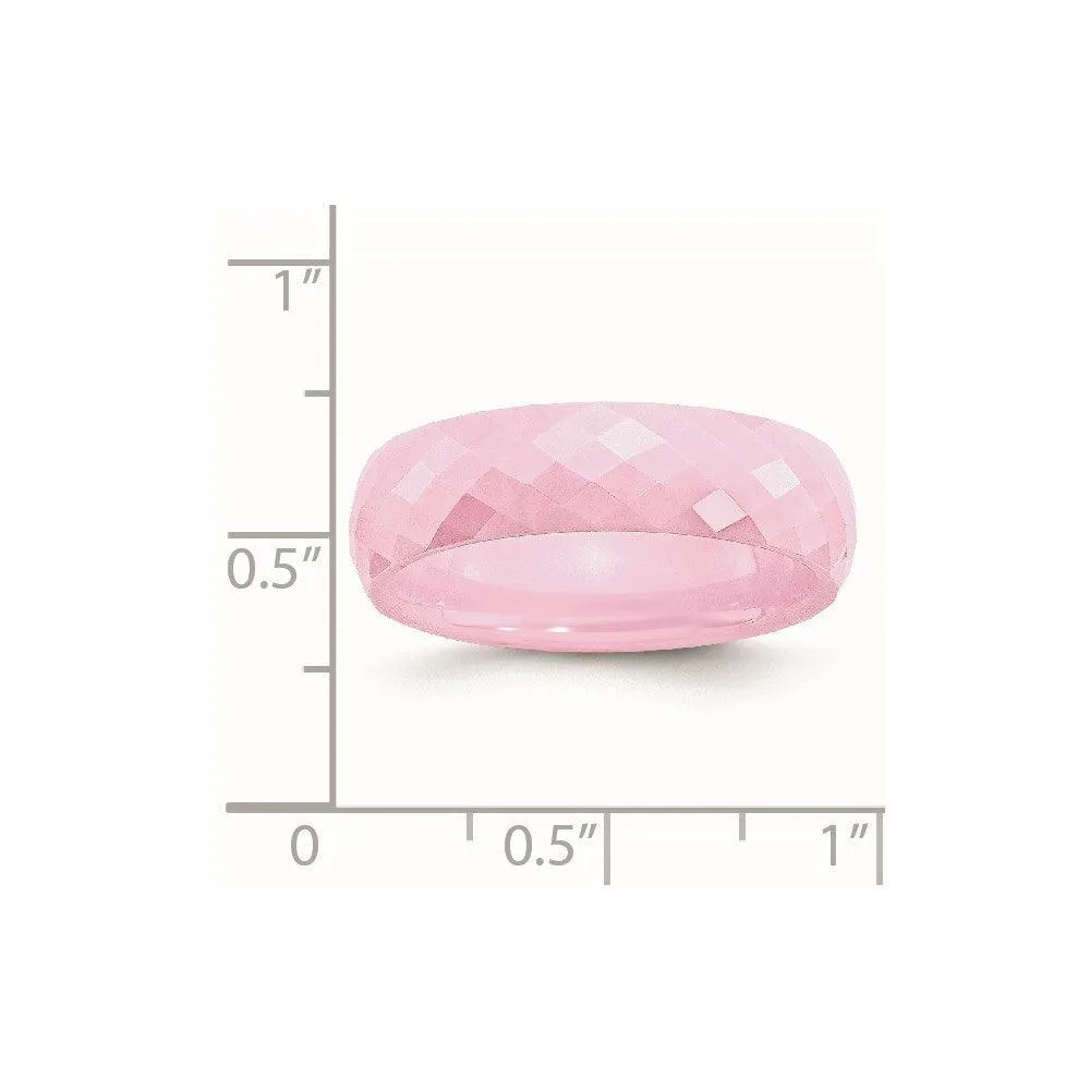 Chisel Jewelry Ceramic Pink Faceted 6mm Polished Band