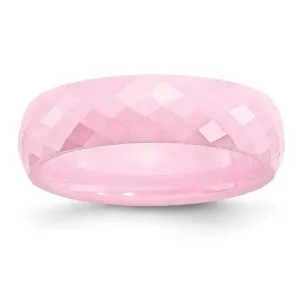 Chisel Jewelry Ceramic Pink Faceted 6mm Polished Band
