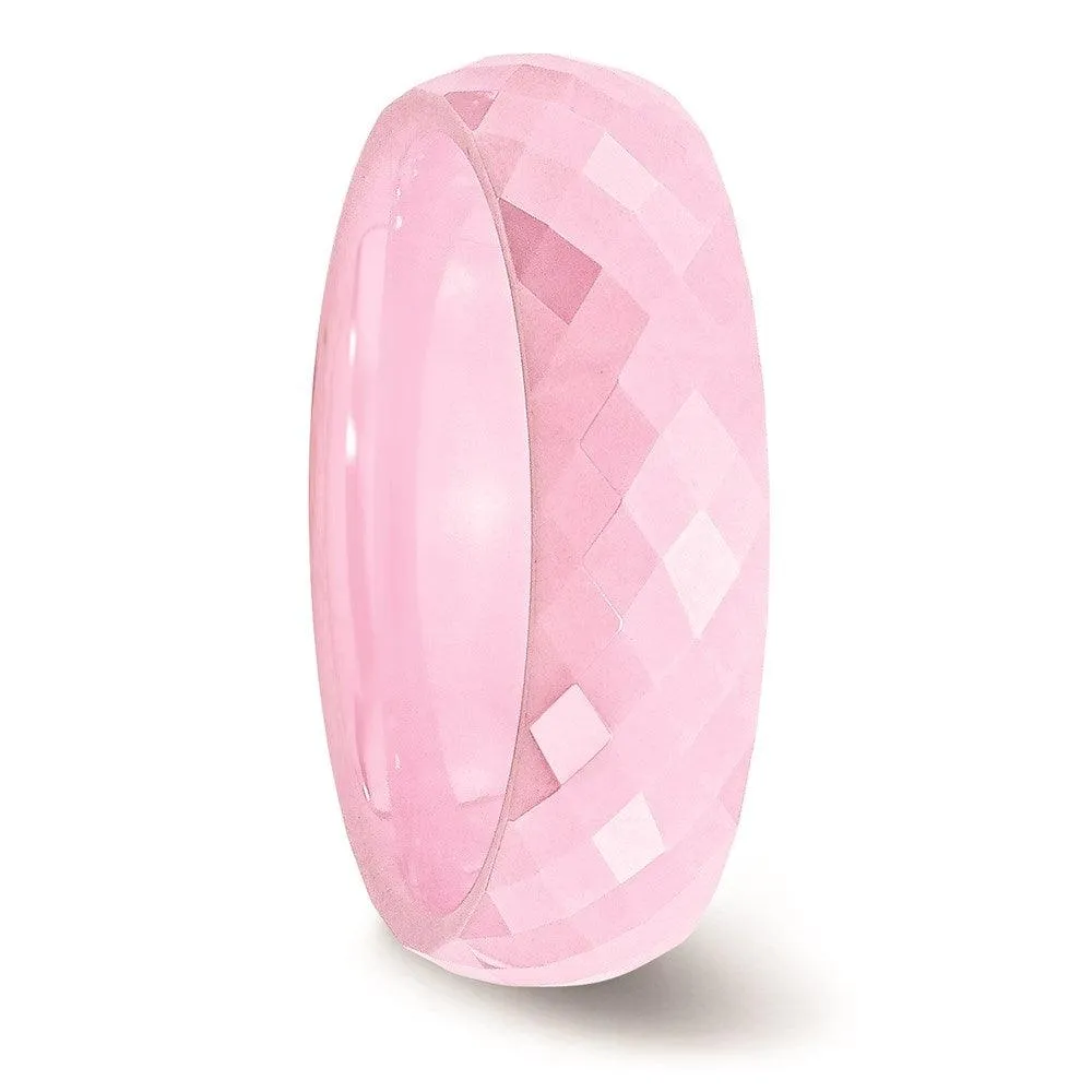 Chisel Jewelry Ceramic Pink Faceted 6mm Polished Band