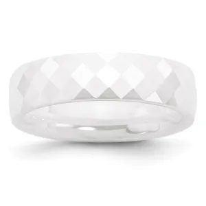 Chisel Jewelry Ceramic White 6mm Faceted Polished Band