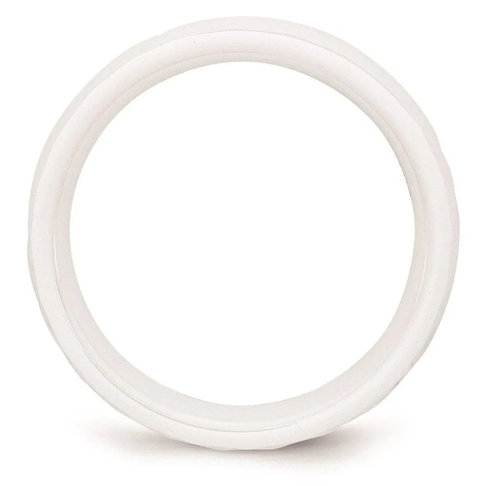 Chisel Jewelry Ceramic White 6mm Faceted Polished Band