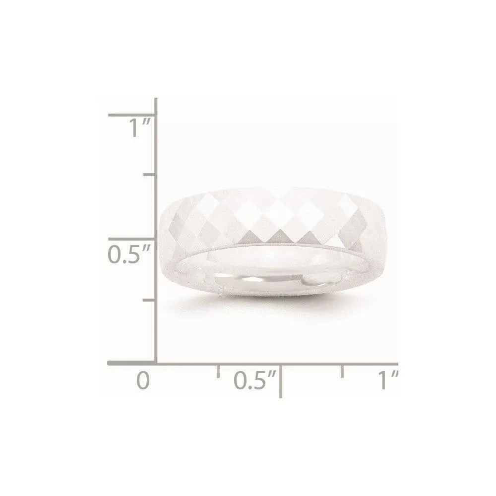 Chisel Jewelry Ceramic White 6mm Faceted Polished Band