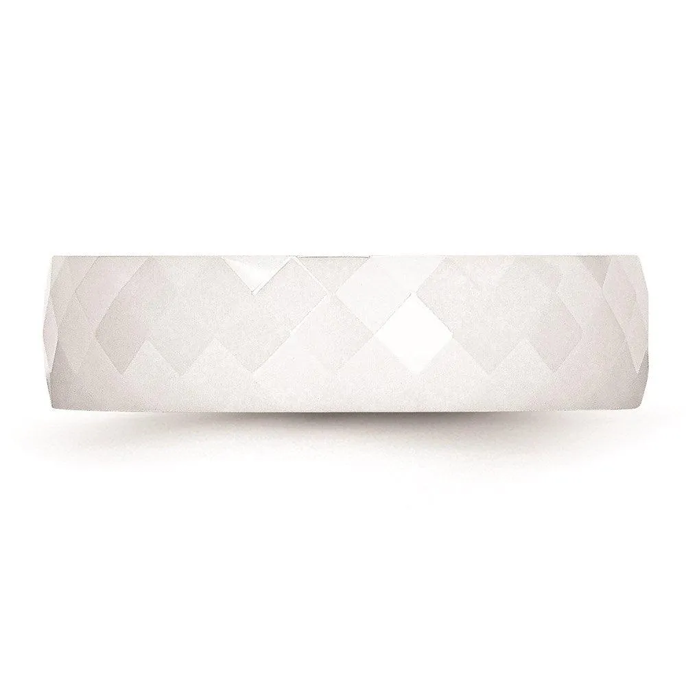 Chisel Jewelry Ceramic White 6mm Faceted Polished Band