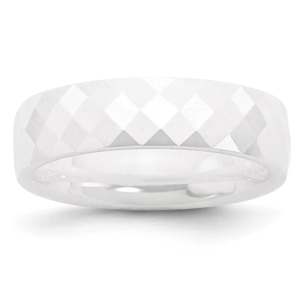 Chisel Jewelry Ceramic White 6mm Faceted Polished Band