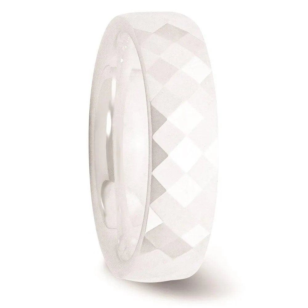 Chisel Jewelry Ceramic White 6mm Faceted Polished Band