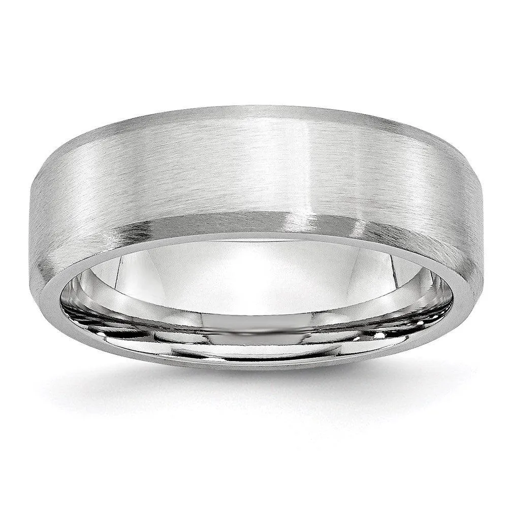 Chisel Jewelry Cobalt Beveled Edge Satin 7mm Band