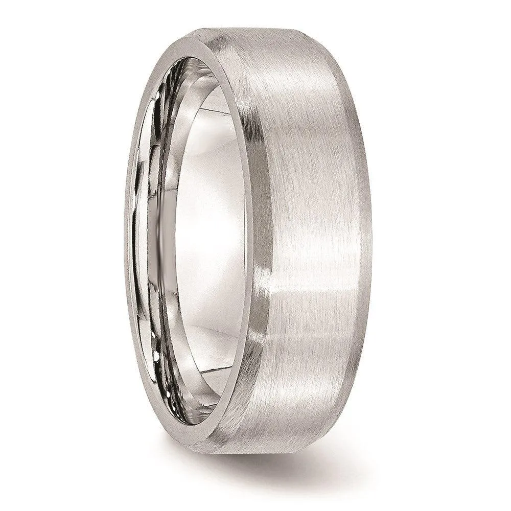 Chisel Jewelry Cobalt Beveled Edge Satin 7mm Band