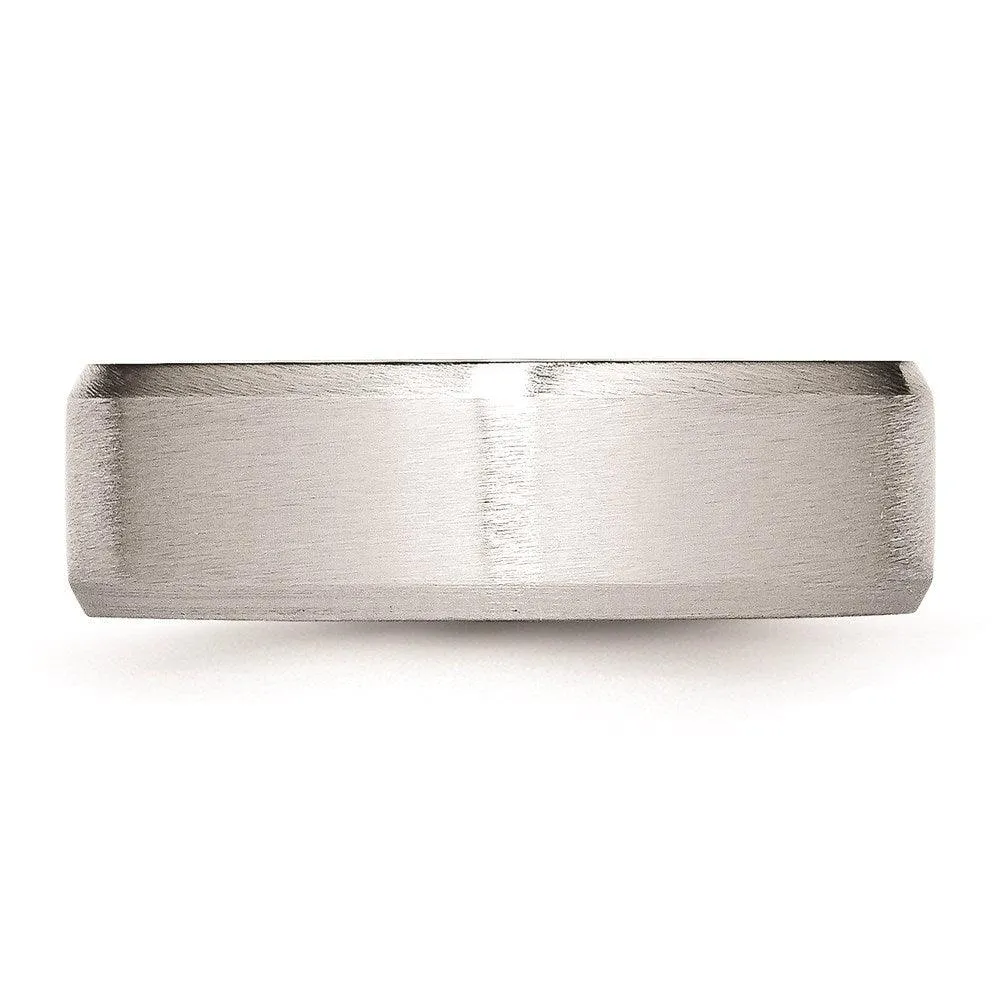 Chisel Jewelry Cobalt Beveled Edge Satin 7mm Band