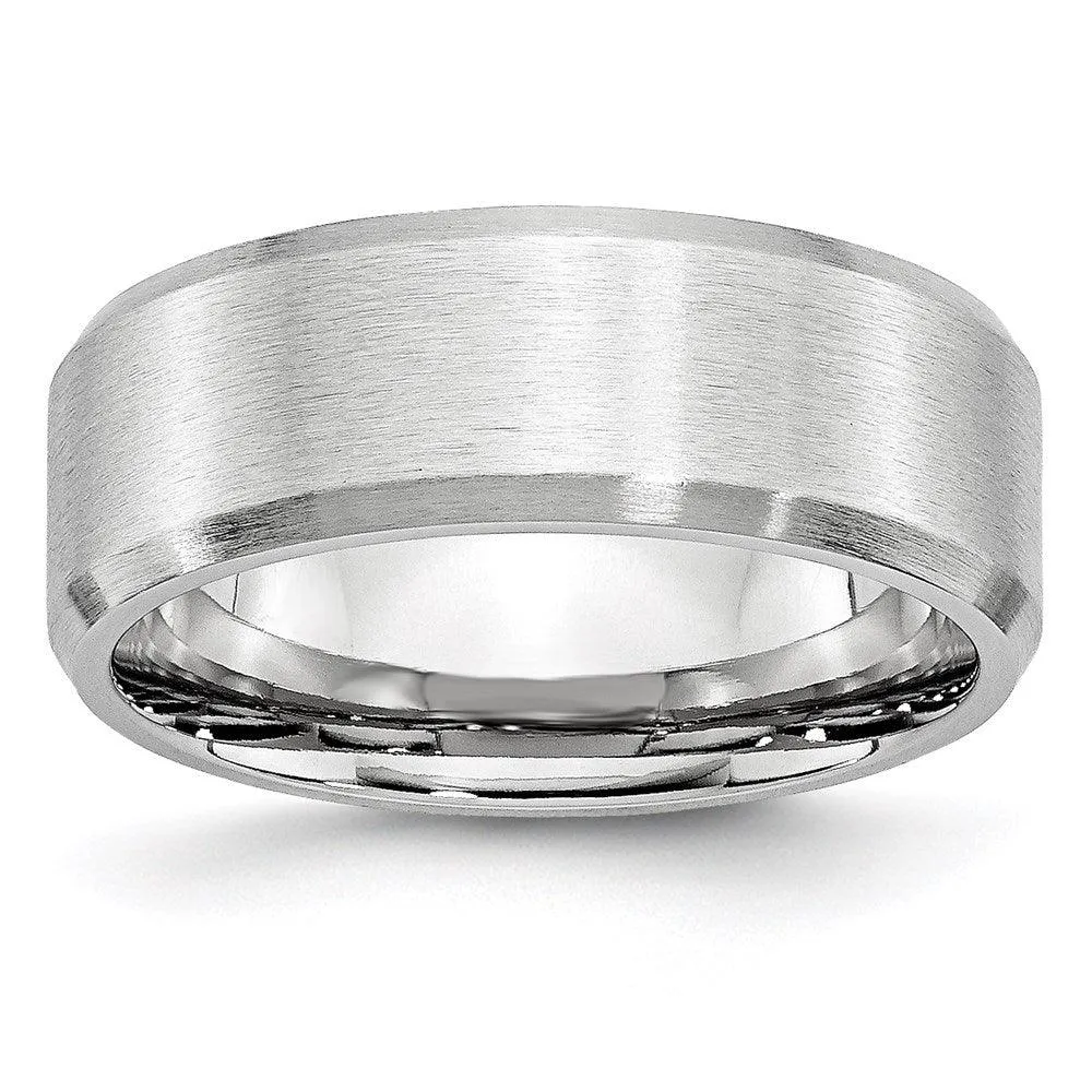 Chisel Jewelry Cobalt Beveled Edge Satin 8mm Band