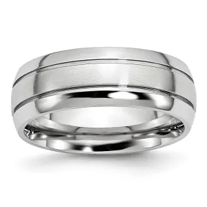 Chisel Jewelry Cobalt Polished and Satin Grooved 8mm Band