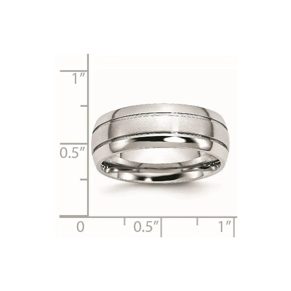 Chisel Jewelry Cobalt Polished and Satin Grooved 8mm Band