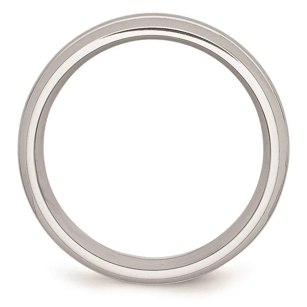 Chisel Jewelry Cobalt Polished and Satin Grooved 8mm Band