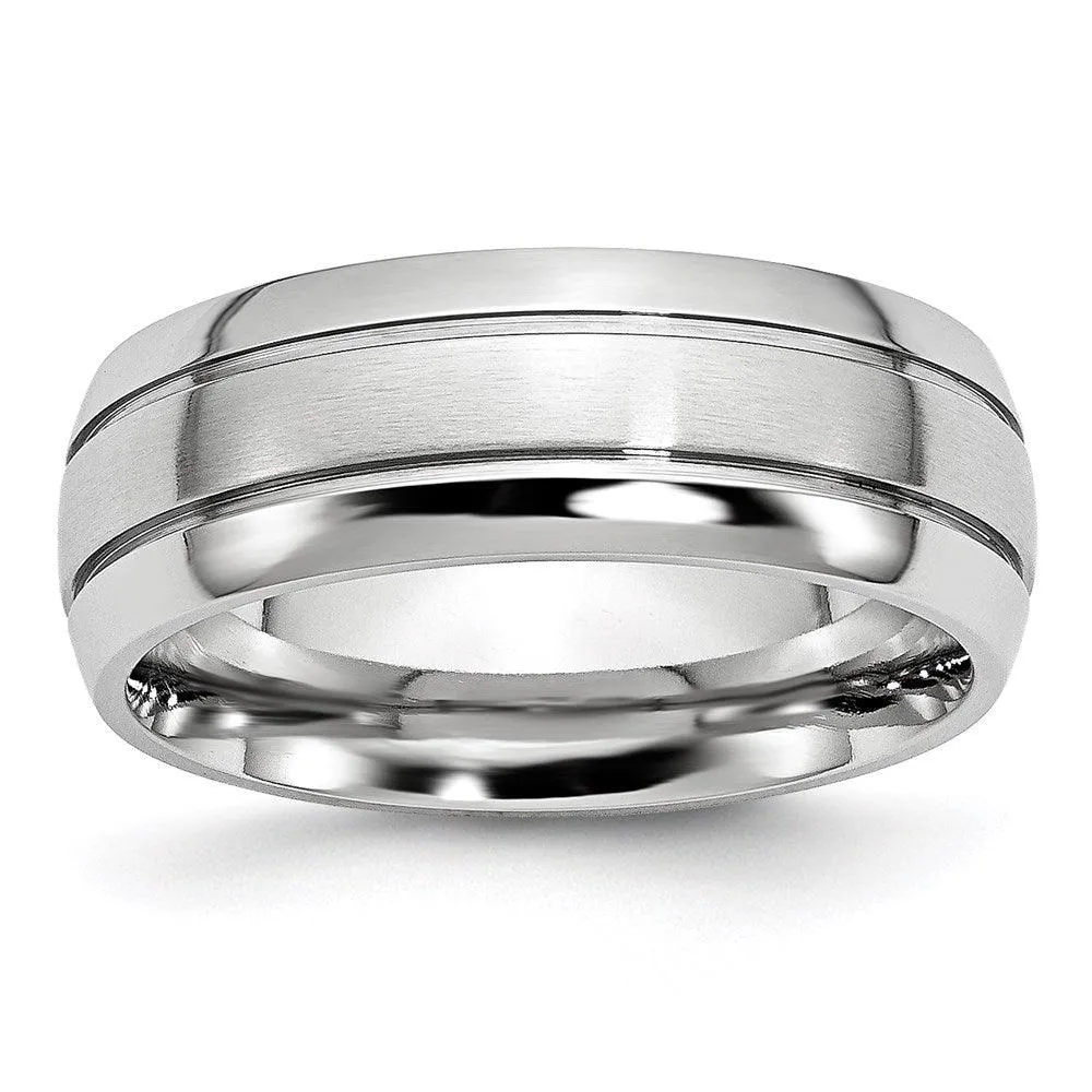Chisel Jewelry Cobalt Polished and Satin Grooved 8mm Band