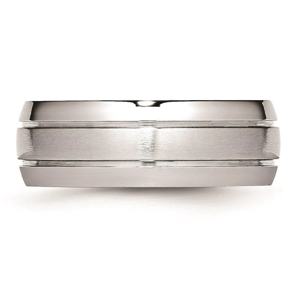 Chisel Jewelry Cobalt Polished and Satin Grooved 8mm Band