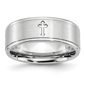 Chisel Jewelry Cobalt Satin and Polished Ridged Edge 8mm Band