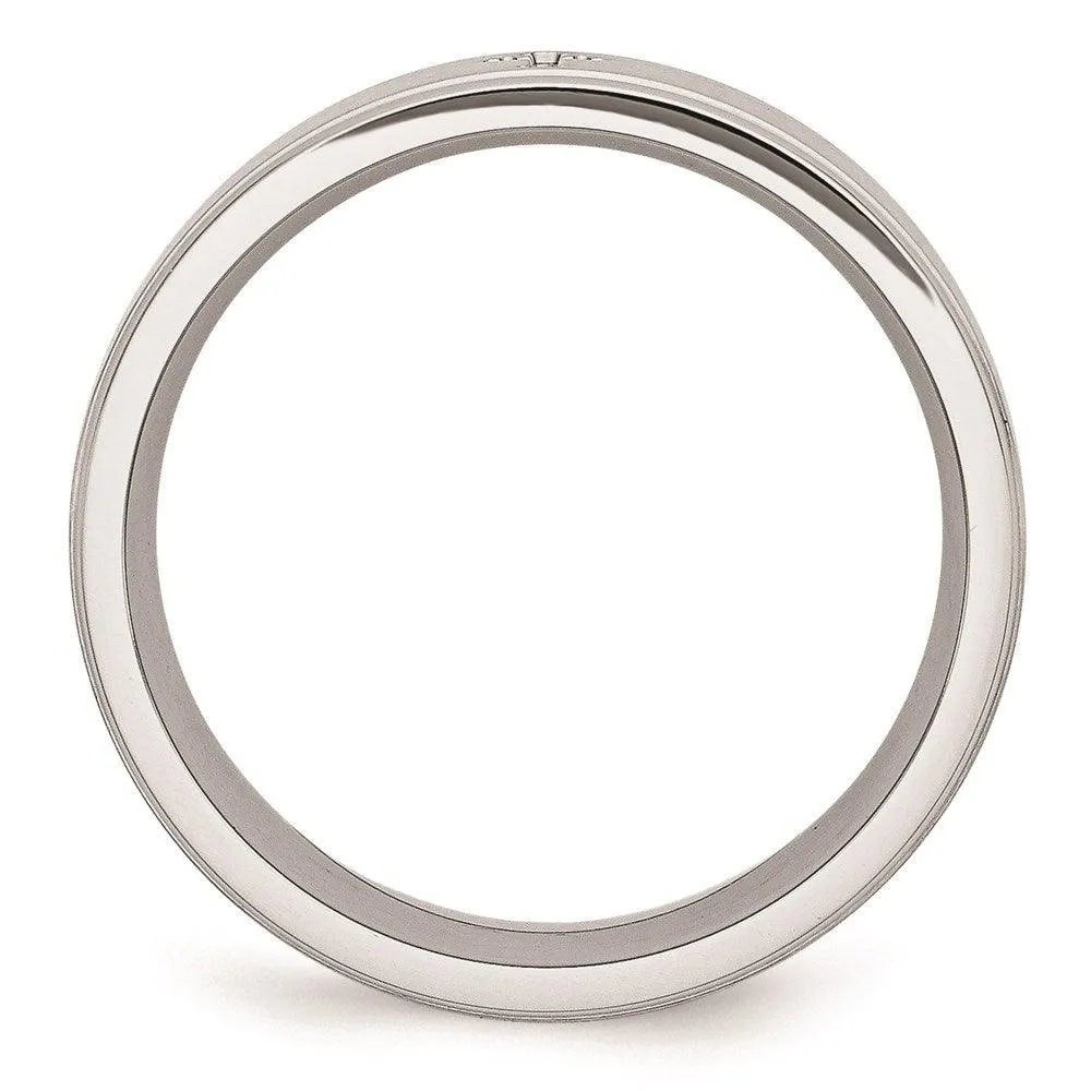 Chisel Jewelry Cobalt Satin and Polished Ridged Edge 8mm Band