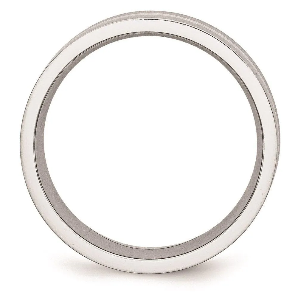 Chisel Jewelry Cobalt Sterling Silver Inlay Satin 8mm Flat Band