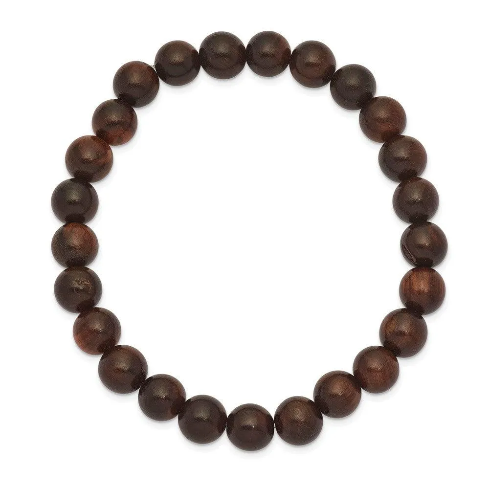 Chisel Jewelry Red Sandalwood Bead Stretch Bracelet