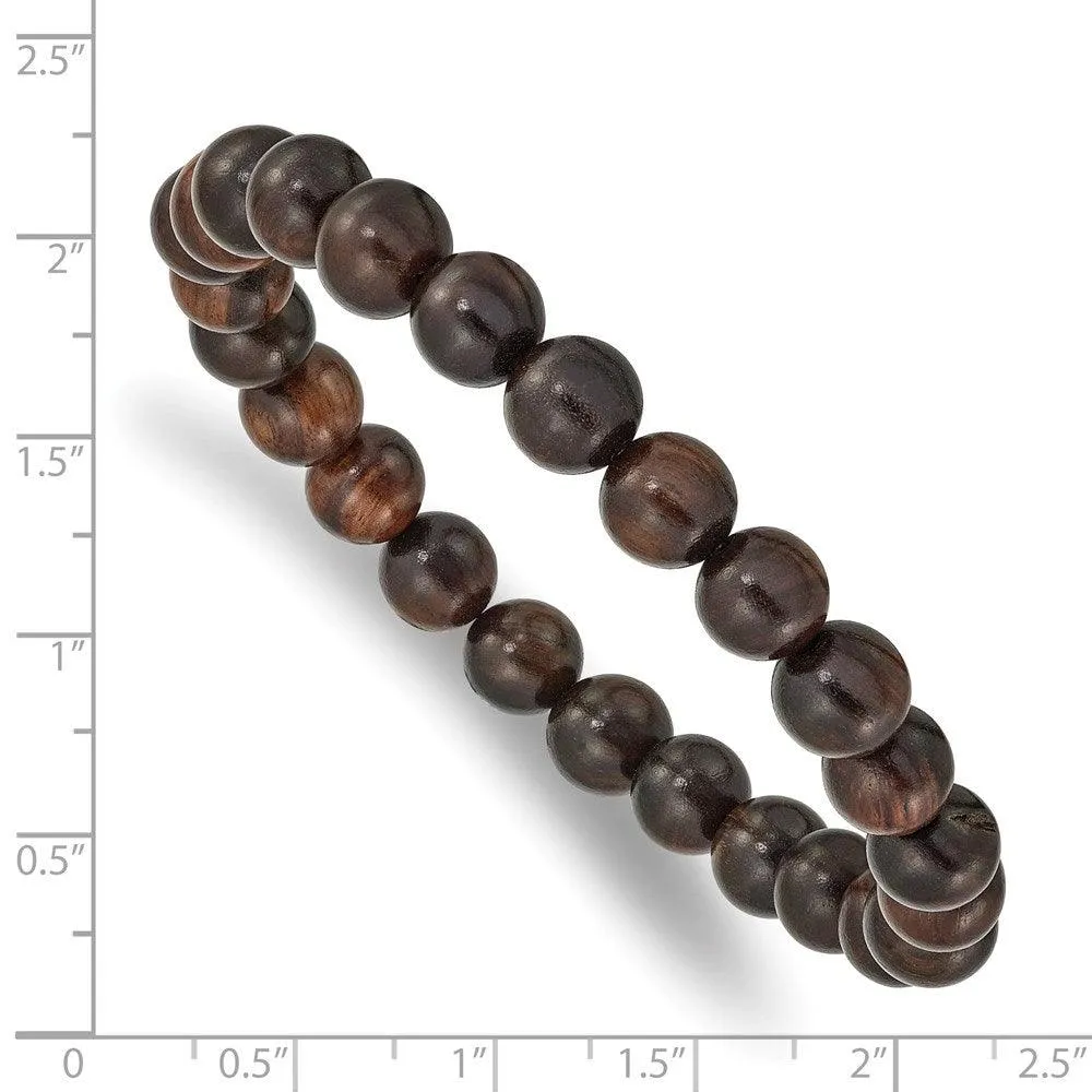 Chisel Jewelry Red Sandalwood Bead Stretch Bracelet