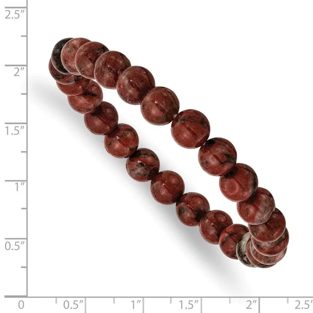 Chisel Jewelry Sesame Red Agate Beaded Stretch Bracelet