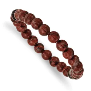 Chisel Jewelry Sesame Red Agate Beaded Stretch Bracelet
