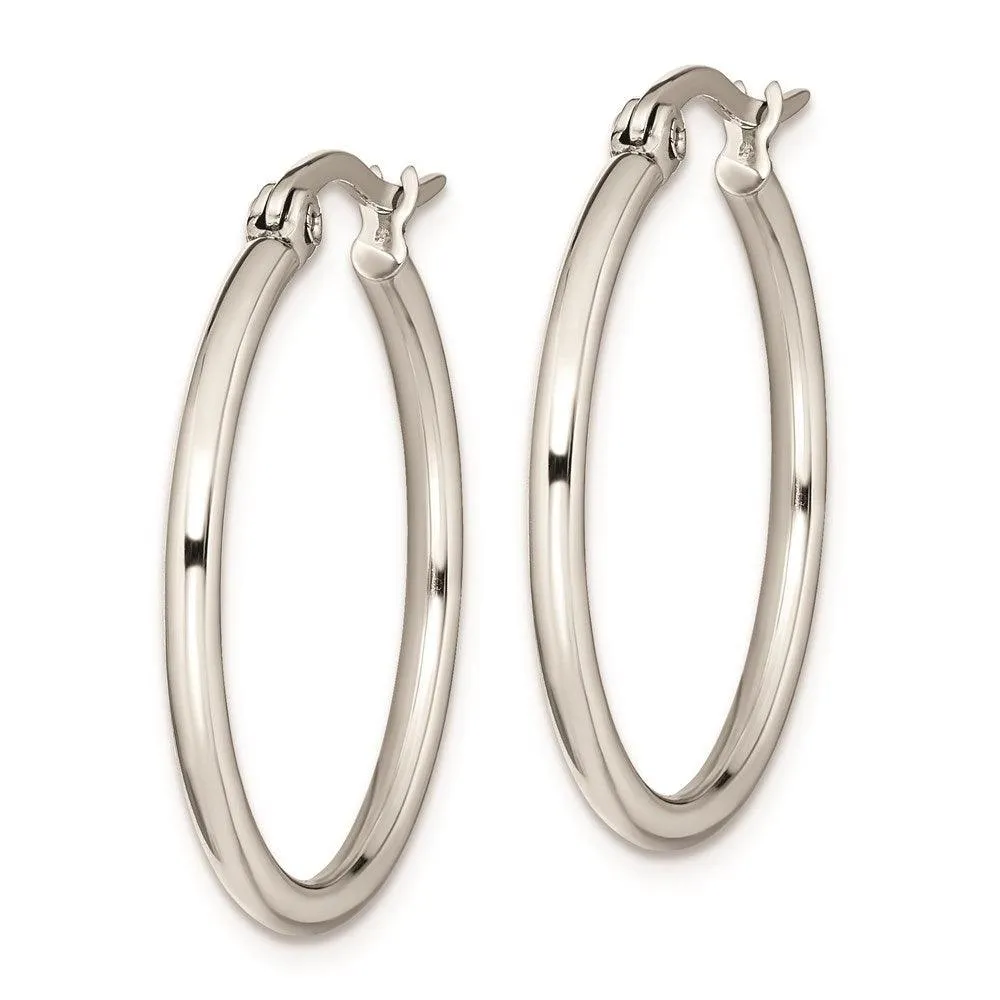 Chisel Jewelry Stainless Steel 27mm Diameter Hoop Earrings