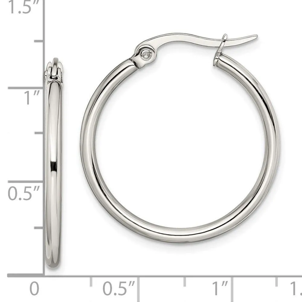 Chisel Jewelry Stainless Steel 27mm Diameter Hoop Earrings