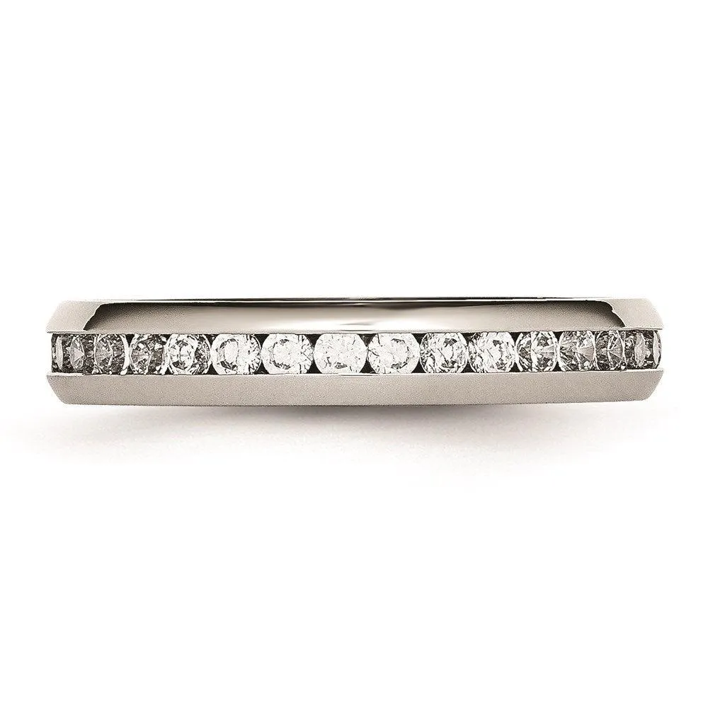 Chisel Jewelry Stainless Steel 4mm April Clear CZ Ring