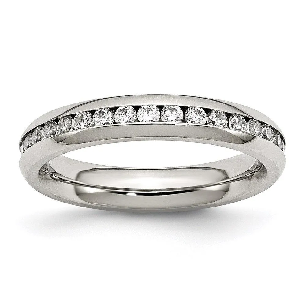 Chisel Jewelry Stainless Steel 4mm April Clear CZ Ring