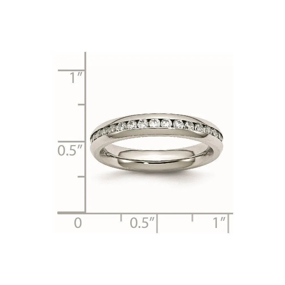 Chisel Jewelry Stainless Steel 4mm April Clear CZ Ring