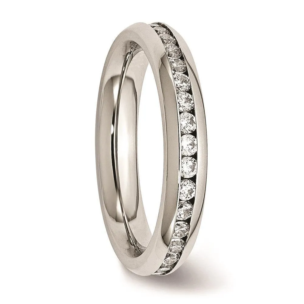 Chisel Jewelry Stainless Steel 4mm April Clear CZ Ring