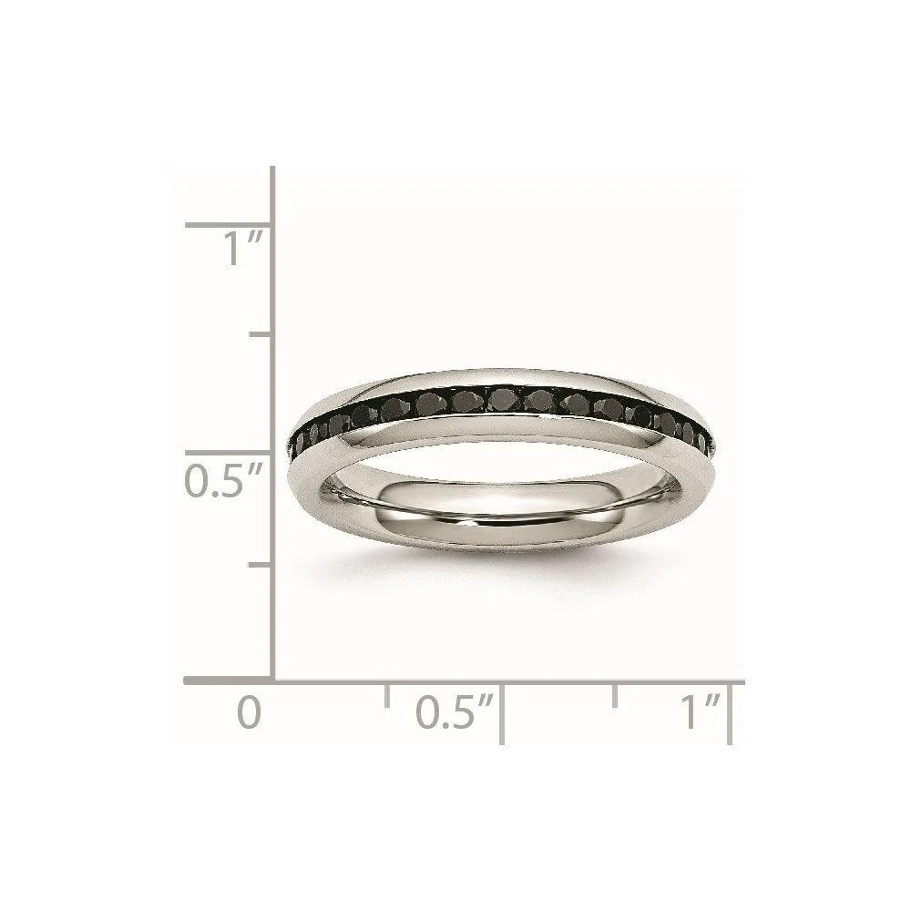 Chisel Jewelry Stainless Steel 4mm Black CZ Ring
