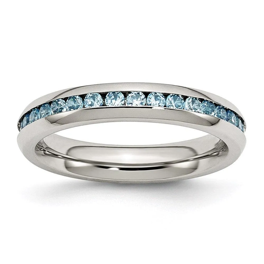 Chisel Jewelry Stainless Steel 4mm December Teal CZ Ring