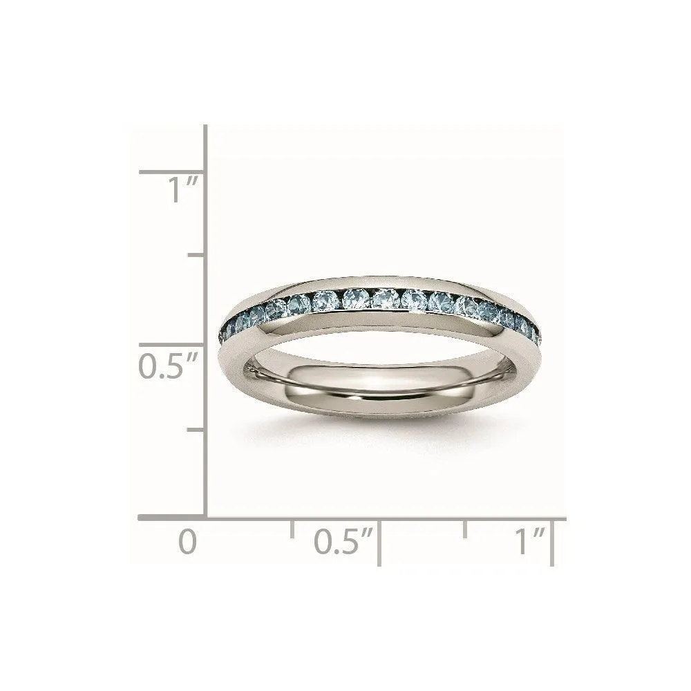 Chisel Jewelry Stainless Steel 4mm December Teal CZ Ring